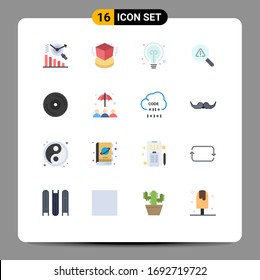 Set of 16 Modern UI Icons Symbols Signs for insurance; dj; education; album; view Editable Pack of Creative Vector Design Elements