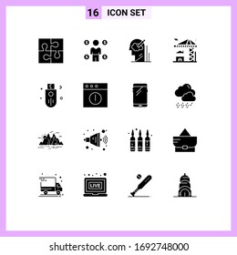 Set of 16 Modern UI Icons Symbols Signs for building; real; consumer; crane; idea Editable Vector Design Elements