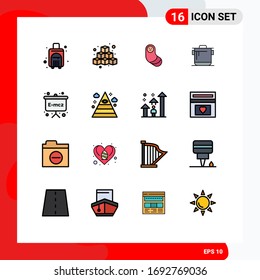 Set of 16 Modern UI Icons Symbols Signs for emc; cook; play; rice; cooker Editable Creative Vector Design Elements