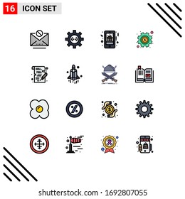 Set of 16 Modern UI Icons Symbols Signs for settings; money; process; gear; mobile gift Editable Creative Vector Design Elements