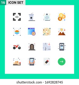 Conjunto de 16 símbolos de símbolos de iconos de interfaz de usuario modernos para archivo; capas; copo de nieve; capas de diseño; paquete editable de inversión de elementos de diseño de vectores creativos