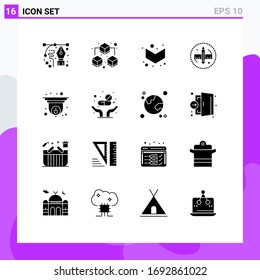 Set of 16 Modern UI Icons Symbols Signs for security; cam; arrow; tool; pencil Editable Vector Design Elements