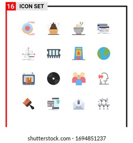 Set of 16 Modern UI Icons Symbols Signs for algorithm; debit; sweets; credit; banking Editable Pack of Creative Vector Design Elements