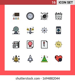 Set of 16 Modern UI Icons Symbols Signs for aim board; physics; time; emc; timer Editable Creative Vector Design Elements