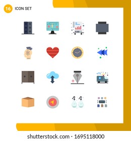 Set of 16 Modern UI Icons Symbols Signs for knowledge; head; chart; capability; layout Editable Pack of Creative Vector Design Elements