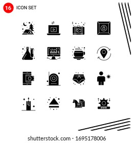 Set of 16 Modern UI Icons Symbols Signs for experiment; cube; briefcase; product; box Editable Vector Design Elements