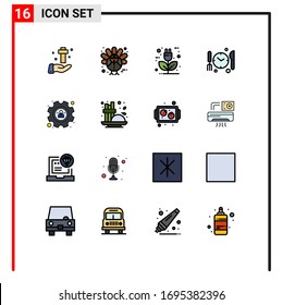 Set of 16 Modern UI Icons Symbols Signs for management; dnner; turkey; medical; ecology Editable Creative Vector Design Elements
