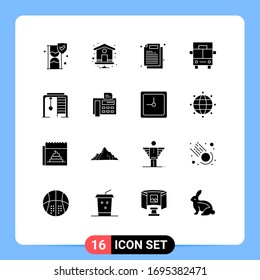 Set of 16 Modern UI Icons Symbols Signs for game; ring; document; athletic; vehicles Editable Vector Design Elements