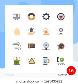 Conjunto de 16 símbolos de símbolos de iconos modernos de la interfaz de usuario para obtener ayuda; mezquita; biología; mano; paquete editable de elementos de diseño de vectores creativos