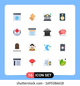 Set of 16 Modern UI Icons Symbols Signs for canada; music; sweet; loud; government Editable Pack of Creative Vector Design Elements