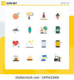 Set of 16 Modern UI Icons Symbols Signs for hill; party; unicorn startup; ice; craving Editable Pack of Creative Vector Design Elements
