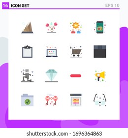 Set of 16 Modern UI Icons Symbols Signs for task; buffer; tulip; radio; communication Editable Pack of Creative Vector Design Elements
