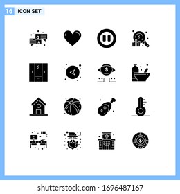 Set of 16 Modern UI Icons Symbols Signs for cupboard; search; report; data; analysis Editable Vector Design Elements
