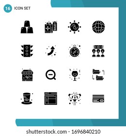 Set of 16 Modern UI Icons Symbols Signs for signal; light; marketing; internet; world Editable Vector Design Elements