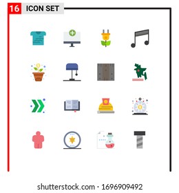 Set of 16 Modern UI Icons Symbols Signs for growth; song; hardware; music; album Editable Pack of Creative Vector Design Elements