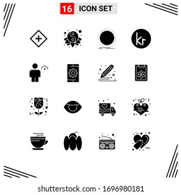 Set of 16 Modern UI Icons Symbols Signs for icelandic; currency; yin; krone; record Editable Vector Design Elements