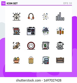 Set of 16 Modern UI Icons Symbols Signs for cafe; phone; headset; connection; light Editable Creative Vector Design Elements