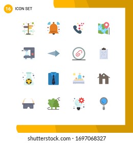 Conjunto de 16 símbolos modernos de iconos de la interfaz de usuario para el café; google; teléfono; ubicación; paquete editable de mapas con elementos de diseño de vectores creativos