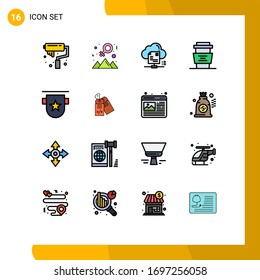 Set of 16 Modern UI Icons Symbols Signs for drink; coffee; file; cafe; document Editable Creative Vector Design Elements
