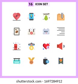 Set of 16 Modern UI Icons Symbols Signs for download; content; recording; archive; fruit Editable Pack of Creative Vector Design Elements