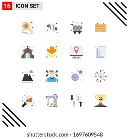 Conjunto de 16 símbolos modernos de iconos de la interfaz de usuario para celebración; año; internet; montura; paquete editable de calendario de elementos de diseño de vectores creativos