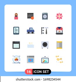 Set of 16 Modern UI Icons Symbols Signs for easter; flower; event; washing; technology Editable Pack of Creative Vector Design Elements