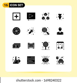 Set of 16 Modern UI Icons Symbols Signs for superhero; featured star; big; celebrity; down Editable Vector Design Elements