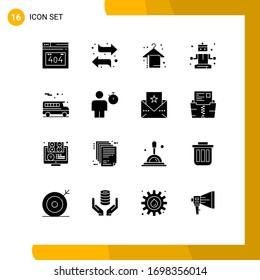 Set of 16 Modern UI Icons Symbols Signs for avatar; school; beach towel; bus; relaxing Editable Vector Design Elements