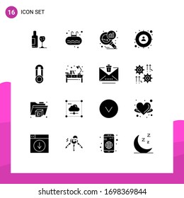 Set of 16 Modern UI Icons Symbols Signs for baby; man; swim; goal; search stats Editable Vector Design Elements