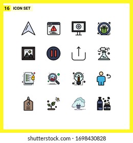 Set of 16 Modern UI Icons Symbols Signs for multimedia; picture; webcam; photo; reward Editable Creative Vector Design Elements