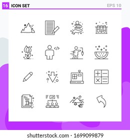 Set of 16 Modern UI Icons Symbols Signs for tub; lab; letter; medical; coins money Editable Vector Design Elements