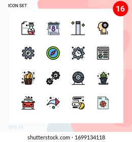 Conjunto de 16 símbolos de símbolos de iconos modernos de la interfaz de usuario para el medio ambiente; ecología; wand; eco; elementos de diseño de vectores creativos editables de engranajes