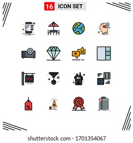 Set of 16 Modern UI Icons Symbols Signs for products; devices; earth; medicine; healthcare Editable Creative Vector Design Elements