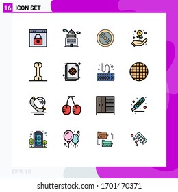 Set of 16 Modern UI Icons Symbols Signs for food; money; museum; dollar; education Editable Creative Vector Design Elements