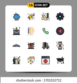 Set of 16 Modern UI Icons Symbols Signs for drawing; create; presentation; muscle; training Editable Creative Vector Design Elements