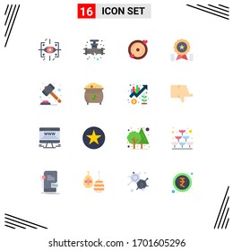 Set of 16 Modern UI Icons Symbols Signs for auction; medal; disk; badge; achievement Editable Pack of Creative Vector Design Elements