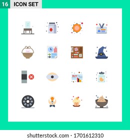 Set of 16 Modern UI Icons Symbols Signs for baby; basket; instrument; identity card; employee Editable Pack of Creative Vector Design Elements