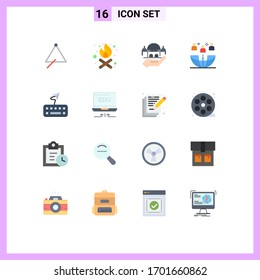 Set of 16 Modern UI Icons Symbols Signs for attach; meeting; mosque; international; freelance Editable Pack of Creative Vector Design Elements