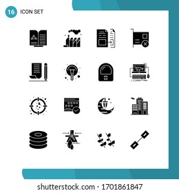 Set of 16 Modern UI Icons Symbols Signs for jotter; hardware; data; devices; card Editable Vector Design Elements