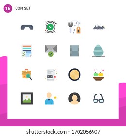 Set of 16 Modern UI Icons Symbols Signs for nature; hill; reverse; mountain; lock Editable Pack of Creative Vector Design Elements