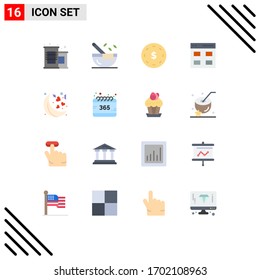Set of 16 Modern UI Icons Symbols Signs for valentines; moon; finance; user; grid Editable Pack of Creative Vector Design Elements