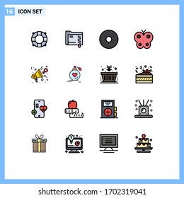 Set of 16 Modern UI Icons Symbols Signs for speaker; opinion; record; feminism; nature Editable Creative Vector Design Elements