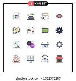 Set of 16 Modern UI Icons Symbols Signs for circle; bulb; point; view; server Editable Pack of Creative Vector Design Elements