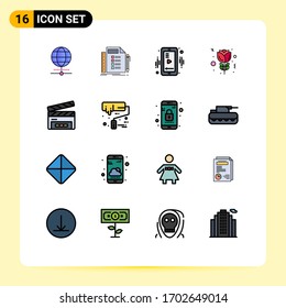 Set of 16 Modern UI Icons Symbols Signs for clapper; tulip; task; red; video Editable Creative Vector Design Elements