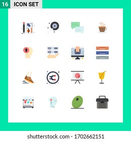 Set of 16 Modern UI Icons Symbols Signs for head; indian; chat; coffee; tea Editable Pack of Creative Vector Design Elements