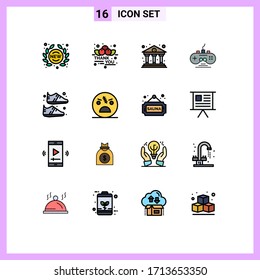 Conjunto de 16 símbolos modernos de iconos de la interfaz de usuario para ropa; controlador de juegos; acción de gracias; caza; elementos de diseño de vectores creativos editables de finanzas
