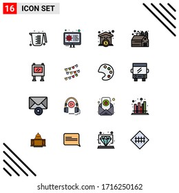 Set of 16 Modern UI Icons Symbols Signs for billboard; advertisement; house; storehouse; agriculture Editable Creative Vector Design Elements