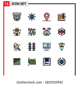 Set of 16 Modern UI Icons Symbols Signs for mind; bulb; web; brain; folder Editable Creative Vector Design Elements