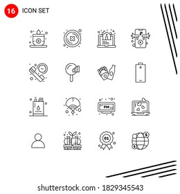 Set of 16 Modern UI Icons Symbols Signs for summary; duration; house; call; speaker Editable Vector Design Elements