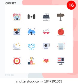 Set of 16 Modern UI Icons Symbols Signs for crayon; back to school; panel; pointer; direction Editable Pack of Creative Vector Design Elements